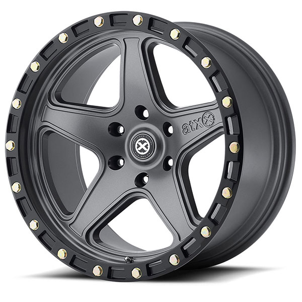 ATX Series AX194 Ravine Matte Gray with Black Ring 6 Lug Center Cap