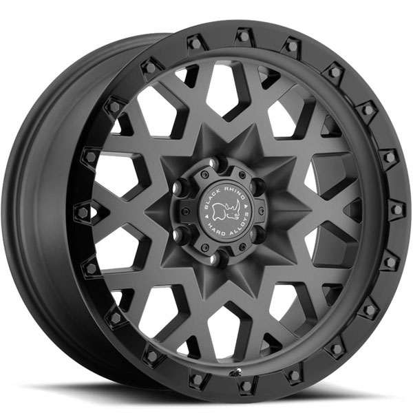 Black Rhino Sprocket Matte Gunmetal with Black Lip Edge Center Cap