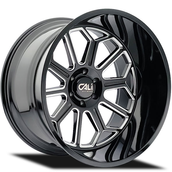 Cali Offroad Auburn 9117BM Gloss Black with Milled Spokes Center Cap