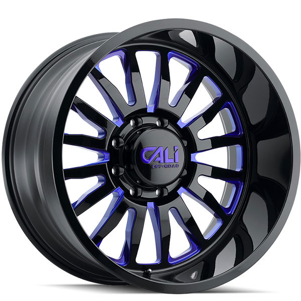 Cali Offroad Summit 9110 Gloss Black with Blue Milled Spokes Center Cap