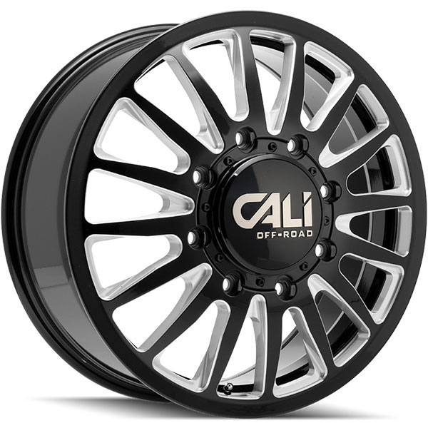 Cali Offroad Summit Dually 9110 Gloss Black with Milled Spokes Front Center Cap