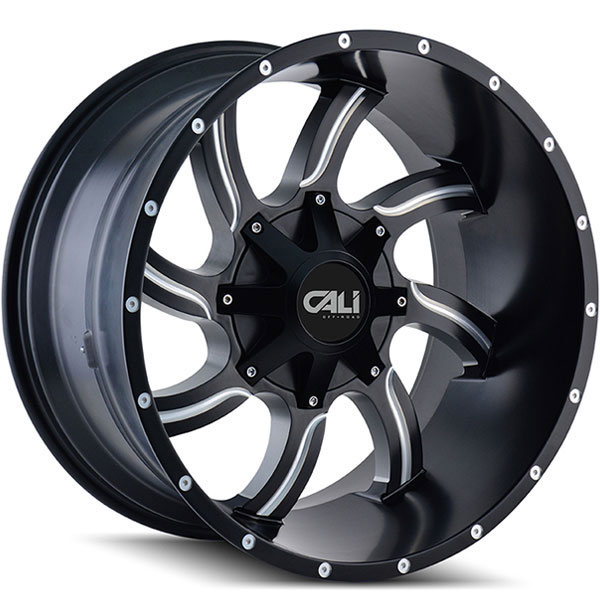 Cali Offroad Twisted Satin Black with Milled Spokes Center Cap