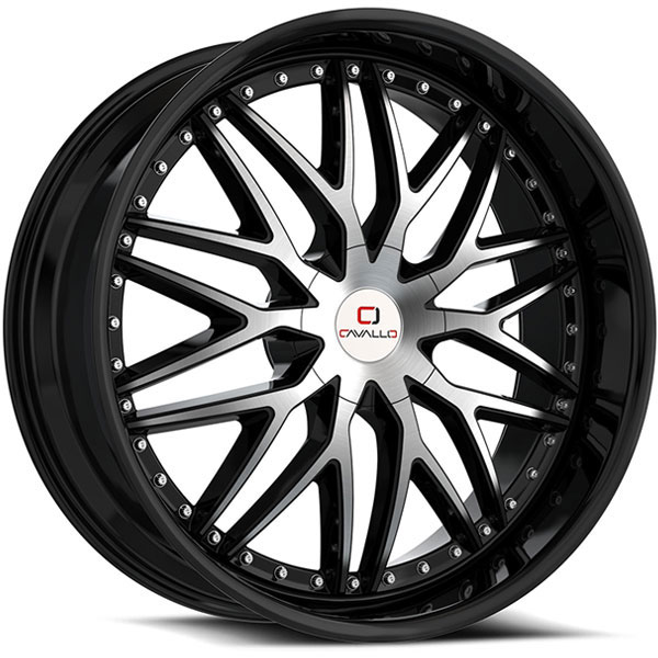 Cavallo CLV-46 Gloss Black with Machined Face Center Cap