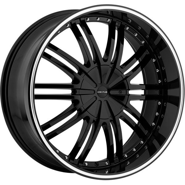 Cratus CR008 Gloss Black with Machined Stripe Center Cap