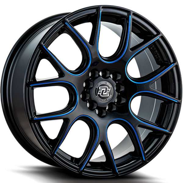 Drag Concepts R15 Gloss Black with Blue Milled Spokes Center Cap