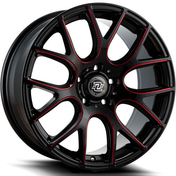 Drag Concepts R15 Gloss Black with Red Milled Spokes Center Cap