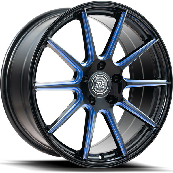 Drag Concepts R39 Gloss Black with Blue Milled Spokes Center Cap