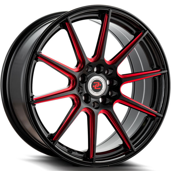 Drag Concepts R39 Gloss Black with Red Milled Spokes Center Cap