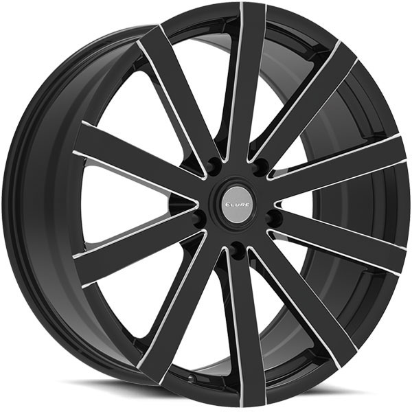 Elure 037 Black with Milled Spokes 5 Lug Center Cap