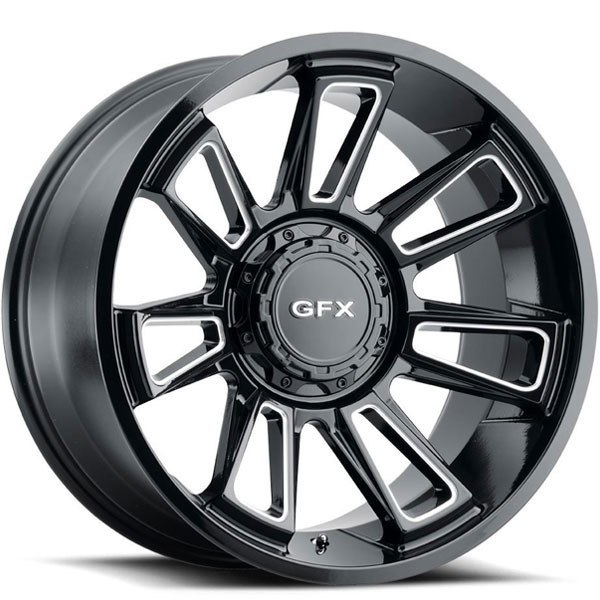 G-FX TR21 Gloss Black with Milled Spokes 8 Lug Center Cap