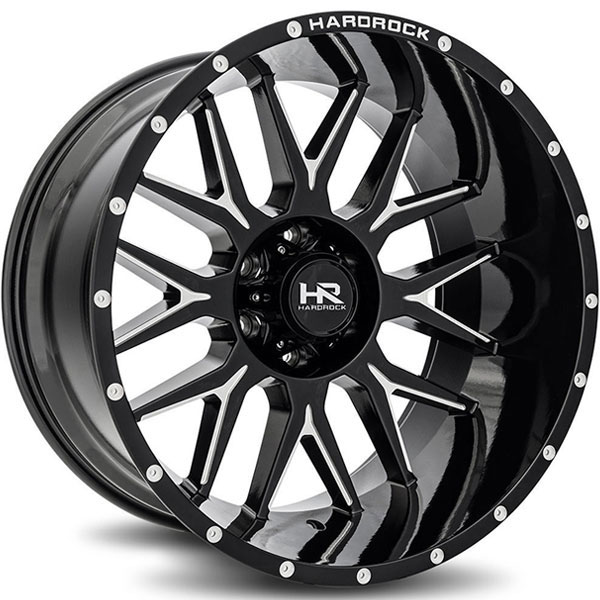 Hardrock Offroad H500 Affliction Xposed Gloss Black with Milled Spokes Center Cap