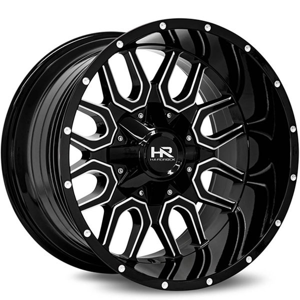 Hardrock Offroad H709 Commander Gloss Black with Milled Spokes Center Cap