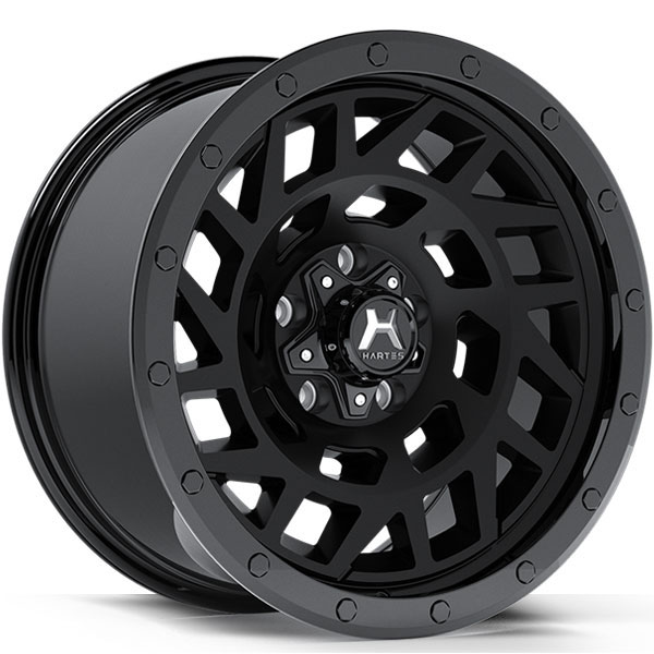 Hartes Metal YSM-766 Monster Black with Black Beadlock and Gloss Black Bolts Center Cap