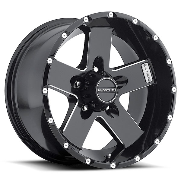 Hostile H100 Moab Blade Cut Satin Black with Milled Accents 5 Lug Center Cap