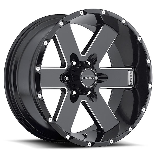 Hostile H100 Moab Blade Cut Satin Black with Milled Accents 6 Lug Center Cap