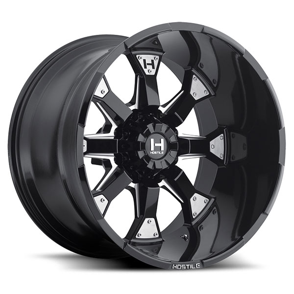 Hostile H101 Knuckles Blade Cut Satin Black with Milled Accents 8 Lug Center Cap