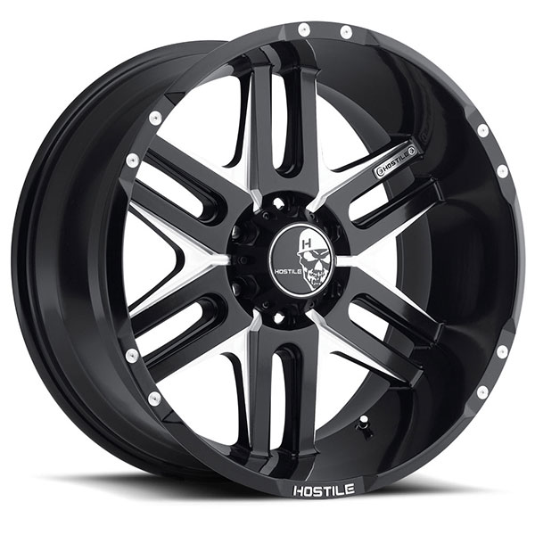 Hostile H104 Zombie Blade Cut Satin Black with Milled Accents 6 Lug Center Cap