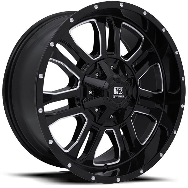 K2 OffRoad K02 Thor Gloss Black with Milled Spokes Center Cap