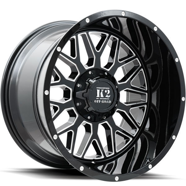 K2 OffRoad K08 Warrior Gloss Black with Milled Spokes Center Cap