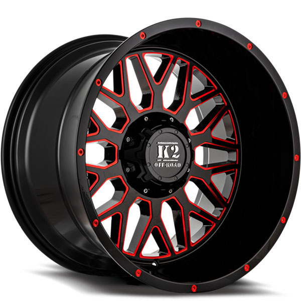 K2 OffRoad K08 Warrior Gloss Black with Red Milled Spokes Center Cap