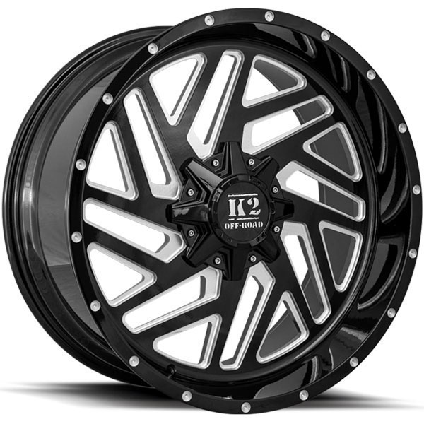 K2 OffRoad K19 Rampage Gloss Black with Milled Spokes Center Cap