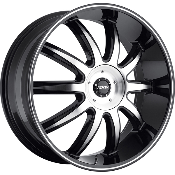 MKW M112 Gloss Black with Machined Face and Stripe Center Cap