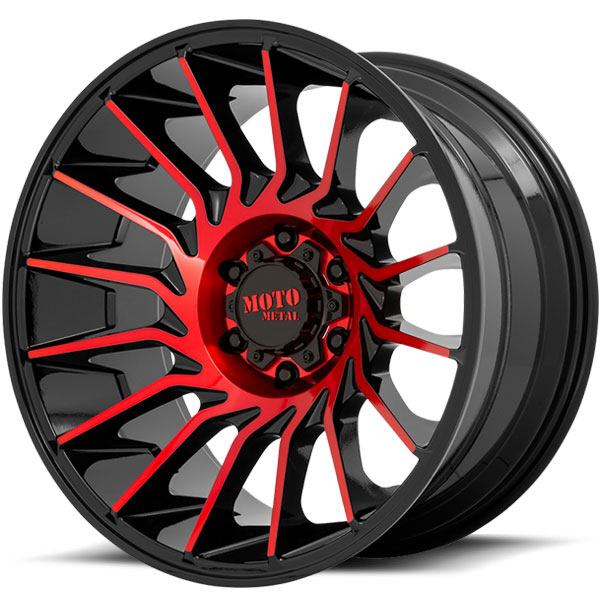 Moto Metal MO807 Shockwave Gloss Black Machined with Red Tint Center Cap