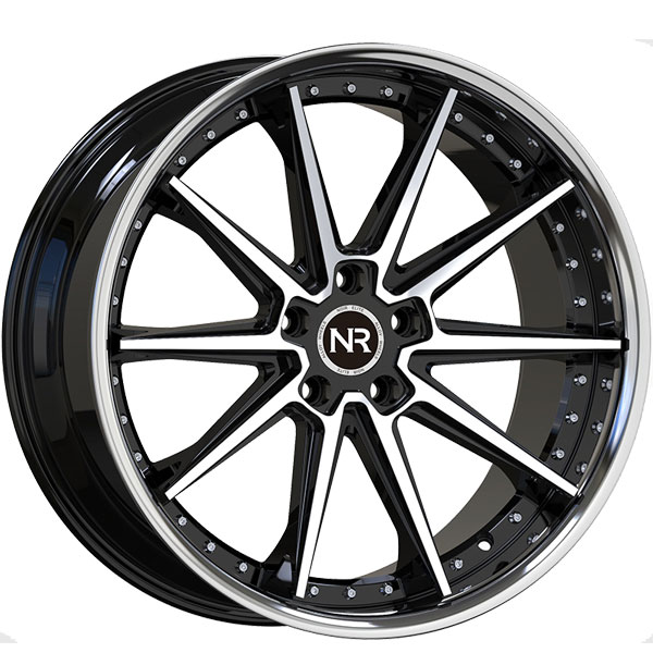 Noir Elite NR110 Gloss Black with Machined Face and SS Lip Center Cap