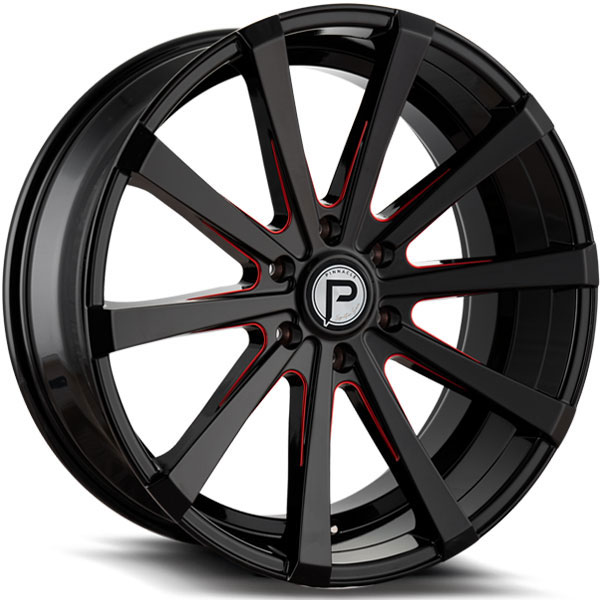 Pinnacle P100 Royalty Gloss Black with Red Milled Spokes Center Cap