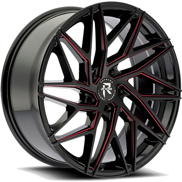 Revenge RL-102 Black with Red Milled Spokes Center Cap