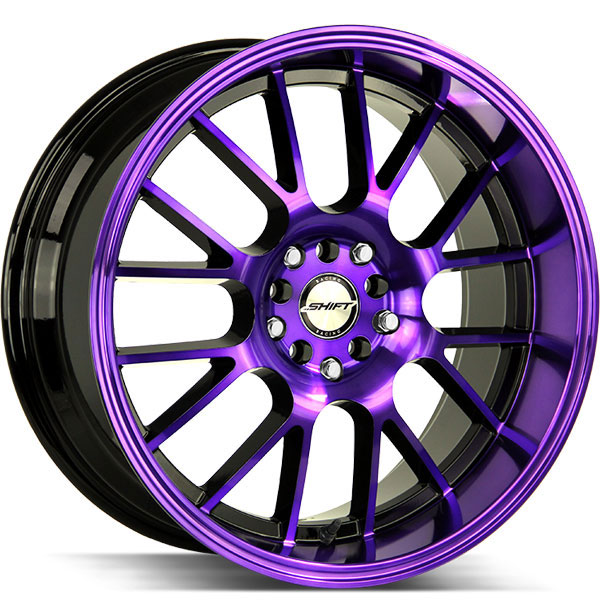 Shift Crank Gloss Black with Purple Machined Face Center Cap