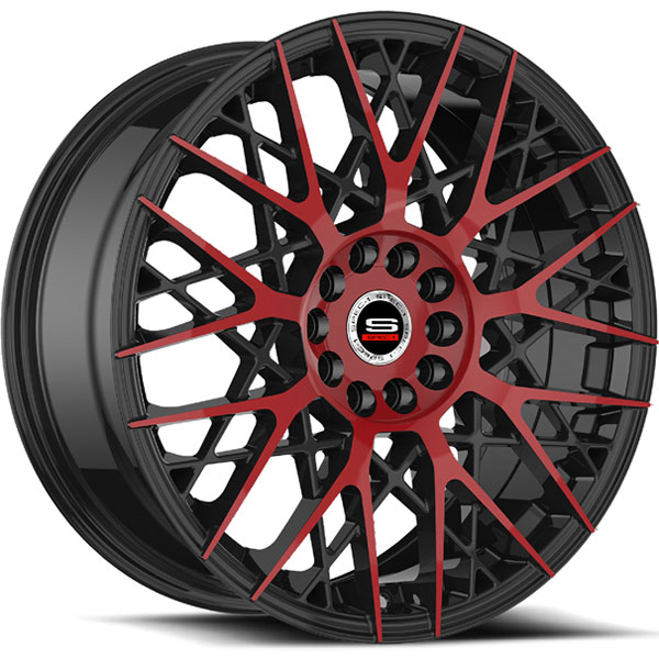 Spec-1 SP-53 Gloss Black with Red Milled Spokes Center Cap