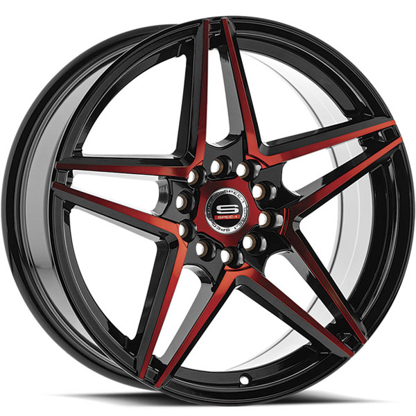 Spec-1 SP-54 Gloss Black with Red Milled Spokes Center Cap