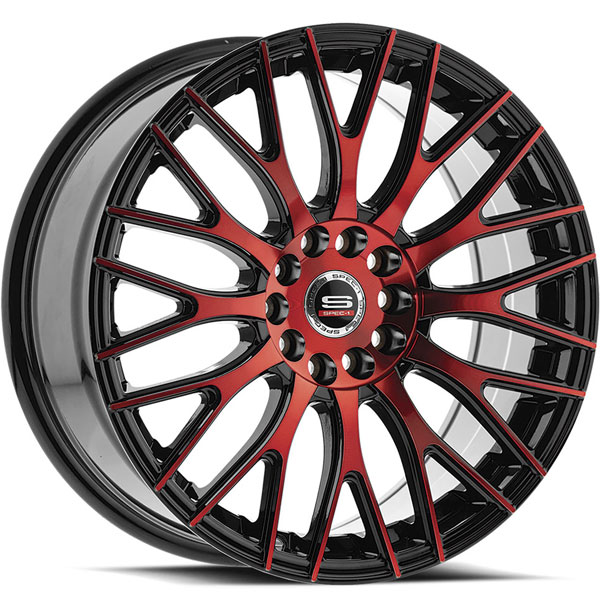 Spec-1 SP-55 Gloss Black with Red Milled Spokes Center Cap