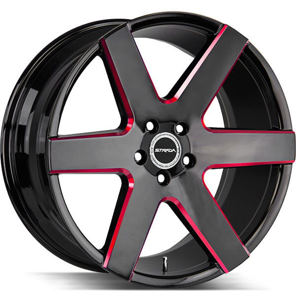 Strada Coda Gloss Black with Candy Red Milled Spokes Center Cap