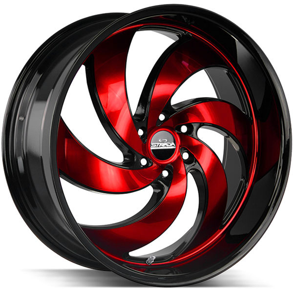 Strada Street Classic Retro 6 Gloss Black with Candy Red Machined Center Cap