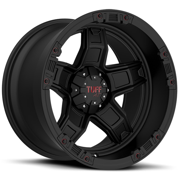 Tuff T10 Flat Black with Red Accents 12in. Width Center Cap