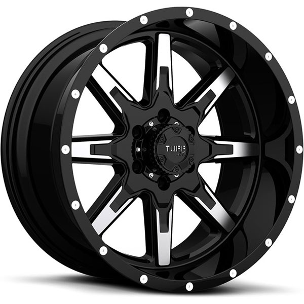 Tuff T15 Gloss Black with Machined Face Center Cap