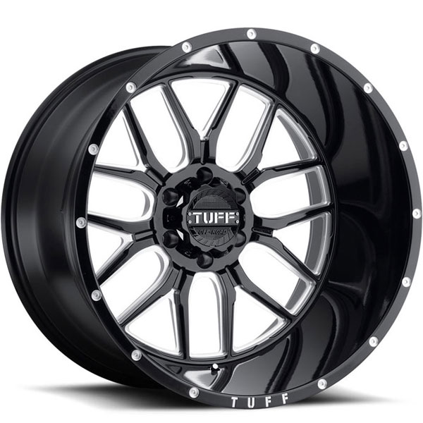 Tuff T23 Gloss Black with Milled Spokes Center Cap