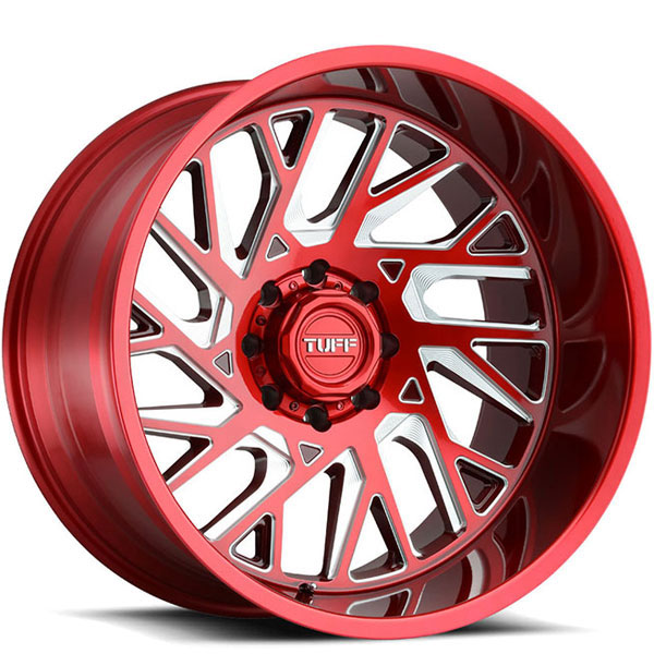 Tuff T4B Machined Candy Red with Milled Spokes Center Cap