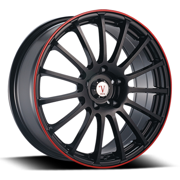 Velocity VW 257 Black with Red Stripe Center Cap