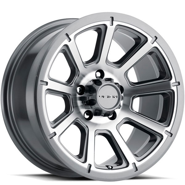 Vision 353 Turbine Gunmetal with Machined Face 5 Lug Center Cap