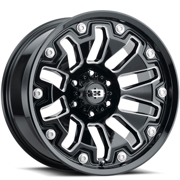 Vision 362 Armor Gloss Black with Milled Spokes 6 Lug Center Cap