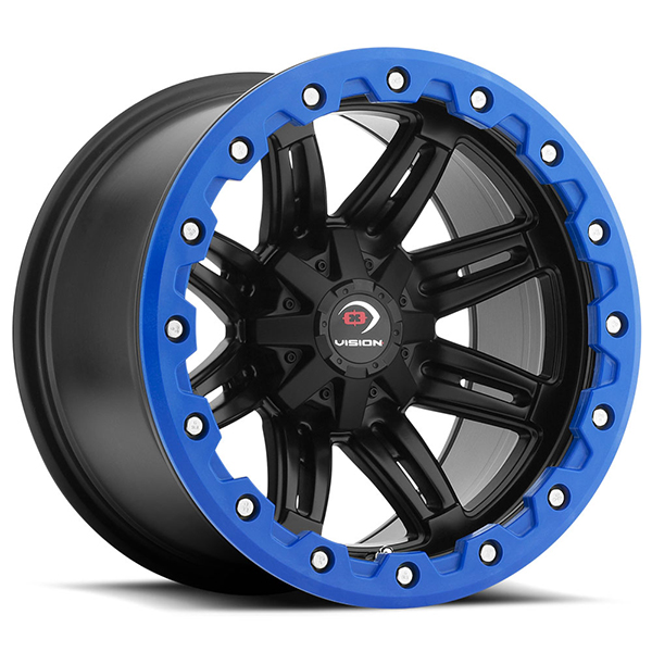 Vision 551 Five Five One Matte Black with Blue Lip Armor Center Cap