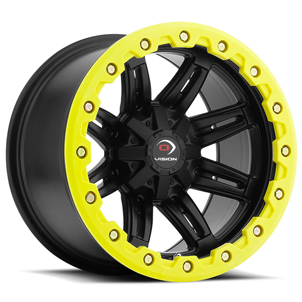 Vision 551 Five Five One Matte Black with Yellow Lip Armor Center Cap