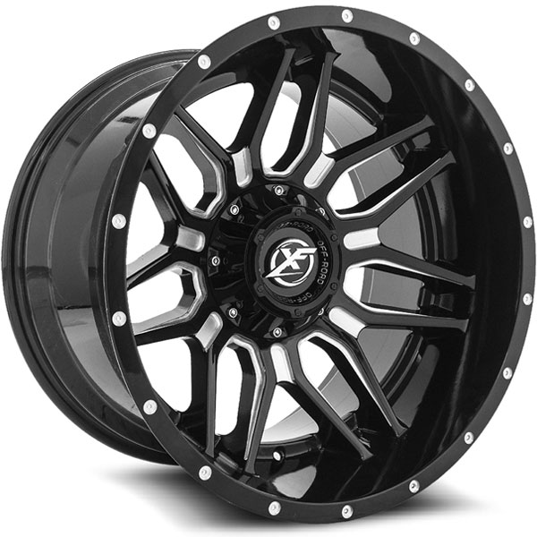 XF Off-Road XF-222 Gloss Black with Milled Spokes Center Cap | RimsChoice