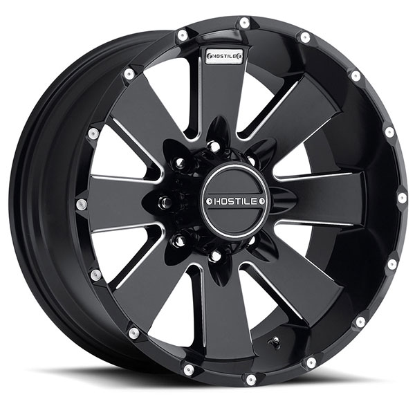 Hostile H100 Moab Blade Cut Satin Black with Milled Accents 8 Lug