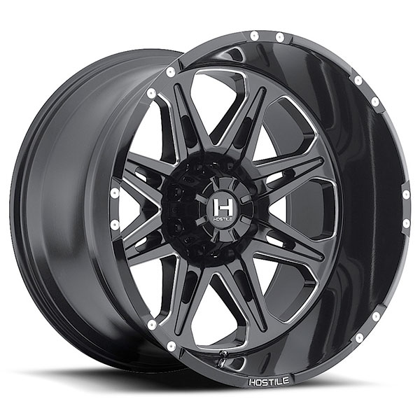 Hostile H102 Havoc Blade Cut Satin Black with Milled Accents 8 Lug