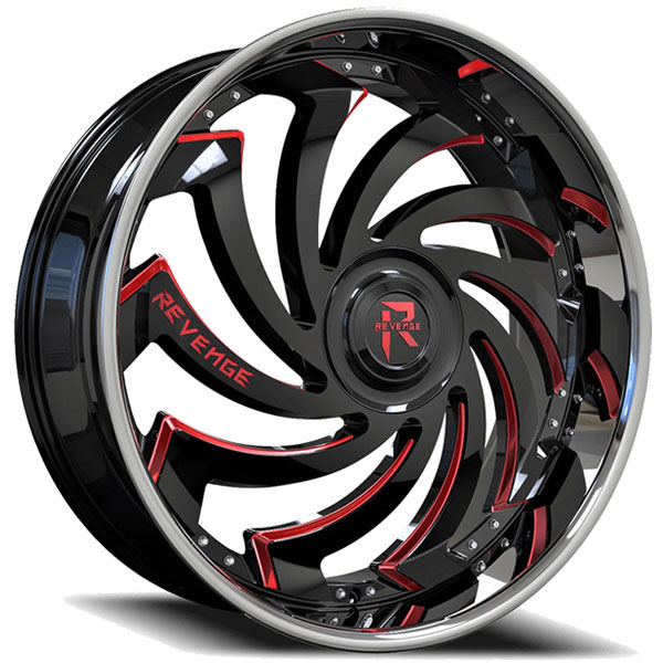 Revenge RL-108 Black with Red Milled Chrome SS Lip and Big Floater Cap ...